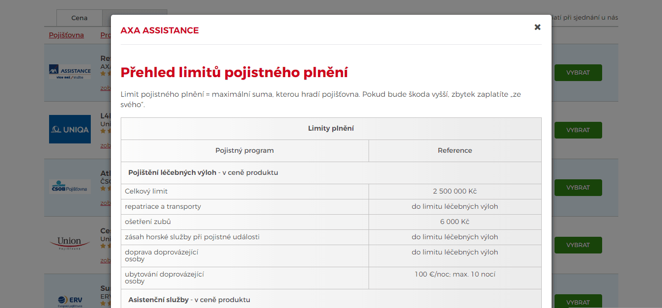 Zobrazení detailu porovnávače