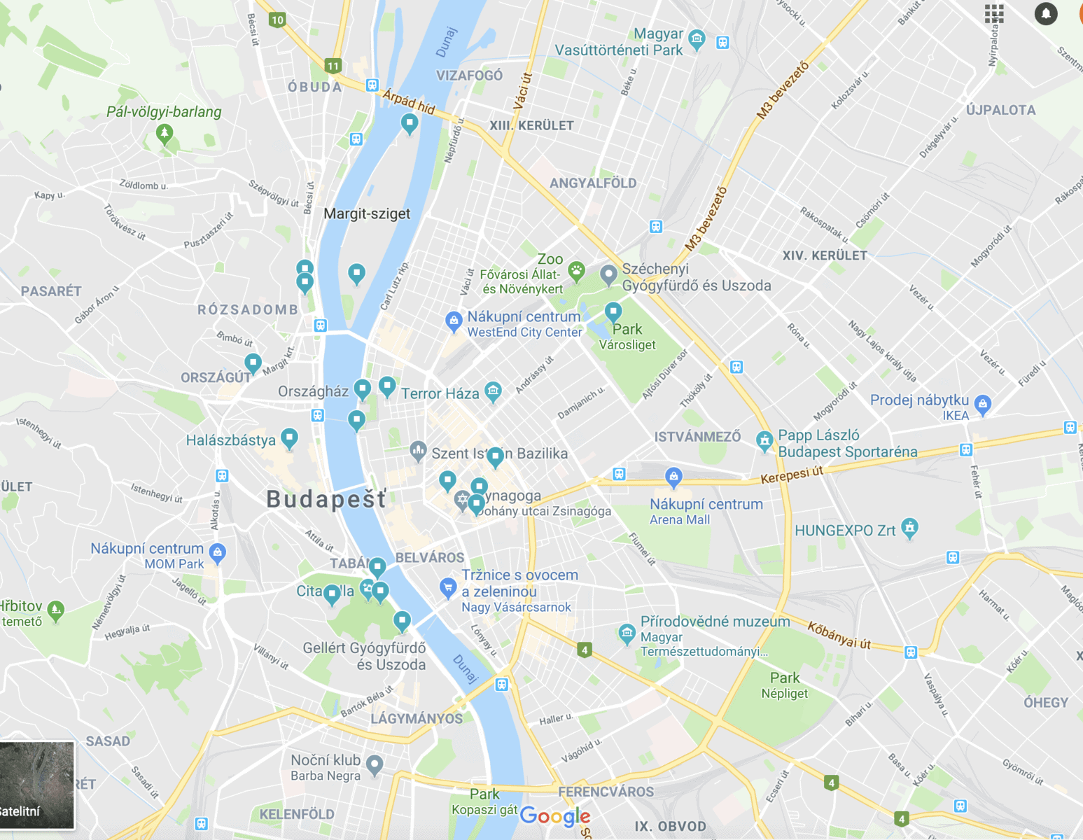 Mapa Budapeště