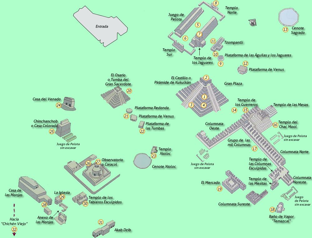 mapa Chichen Itza