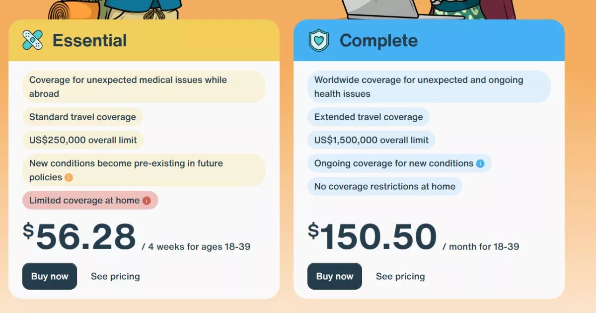 Tariffe assicurazione Safety Wing