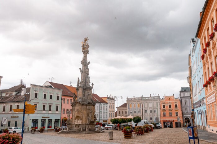 Plague column on the square in Jindřichův Hradec