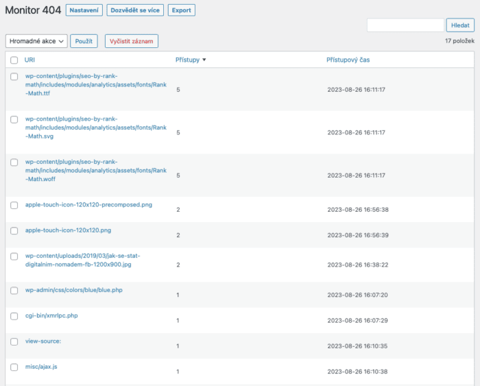 Rank Math: Podrobná recenze SEO pluginu 9 Rank Math monitor 404