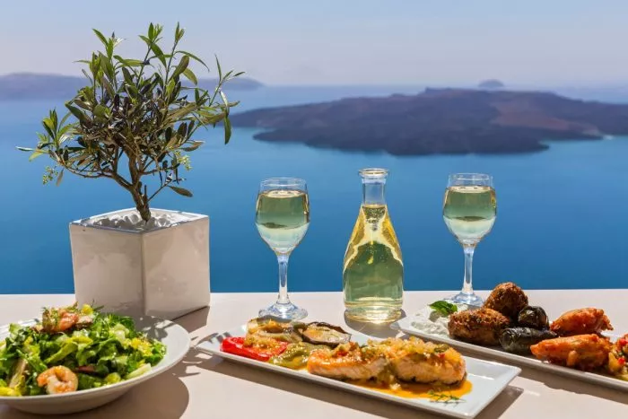 Be sure to taste the local wines in Santorini