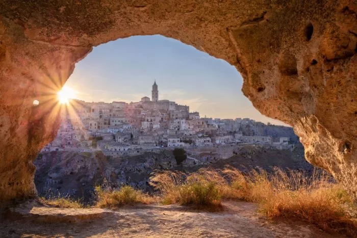View of Matera from the local cave
