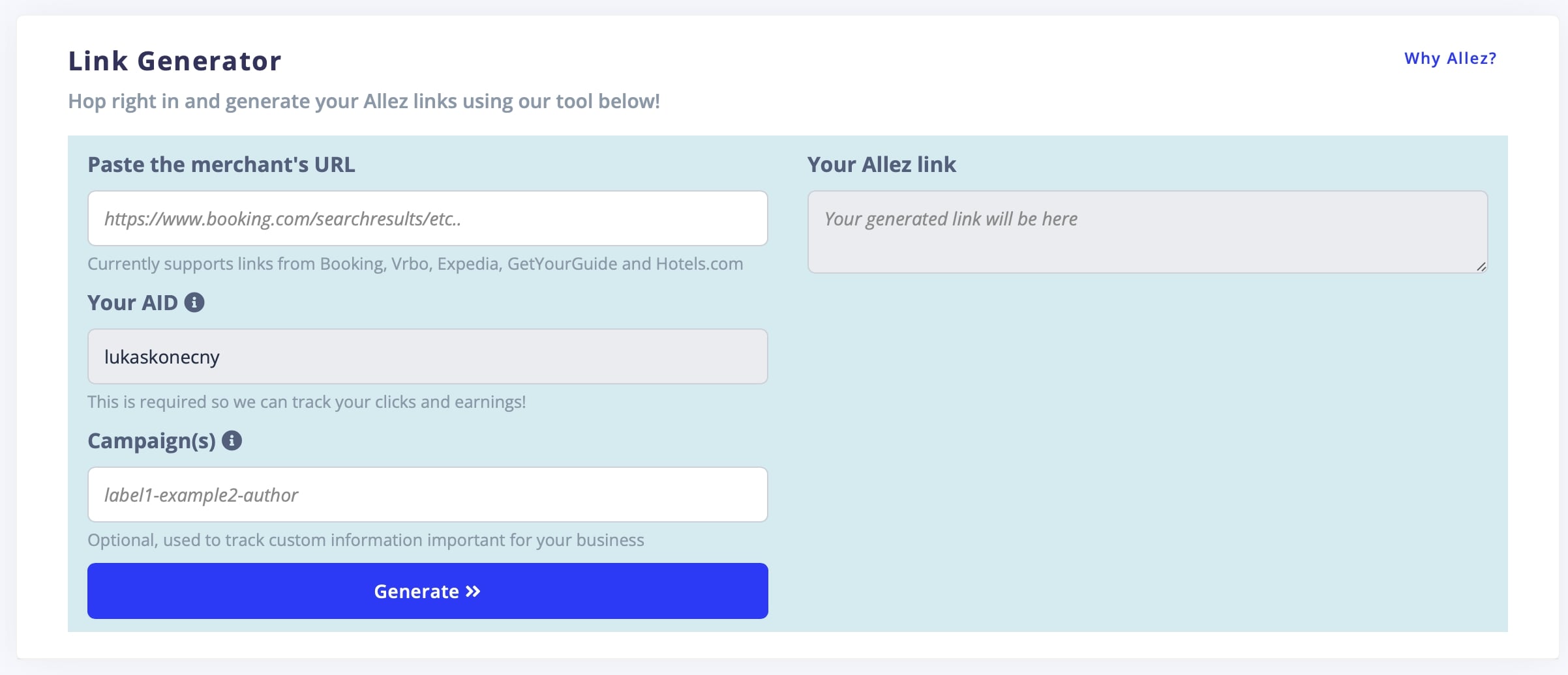 stay22 affiliate link generator