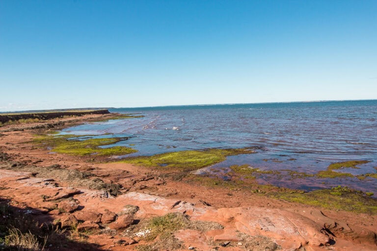 Rudé pobřežní útesy v Prince Edward Island National Park