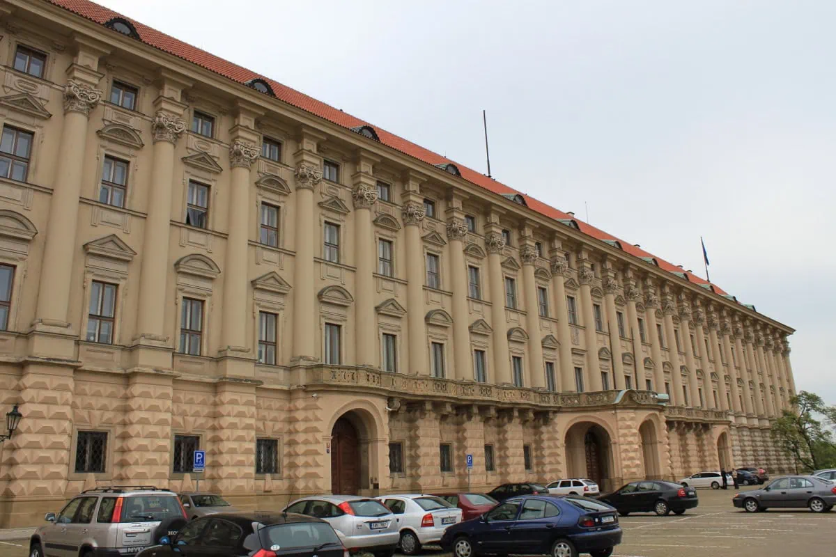 Monumental Baroque façade of the Czernin Palace in Prague's Hradčany
