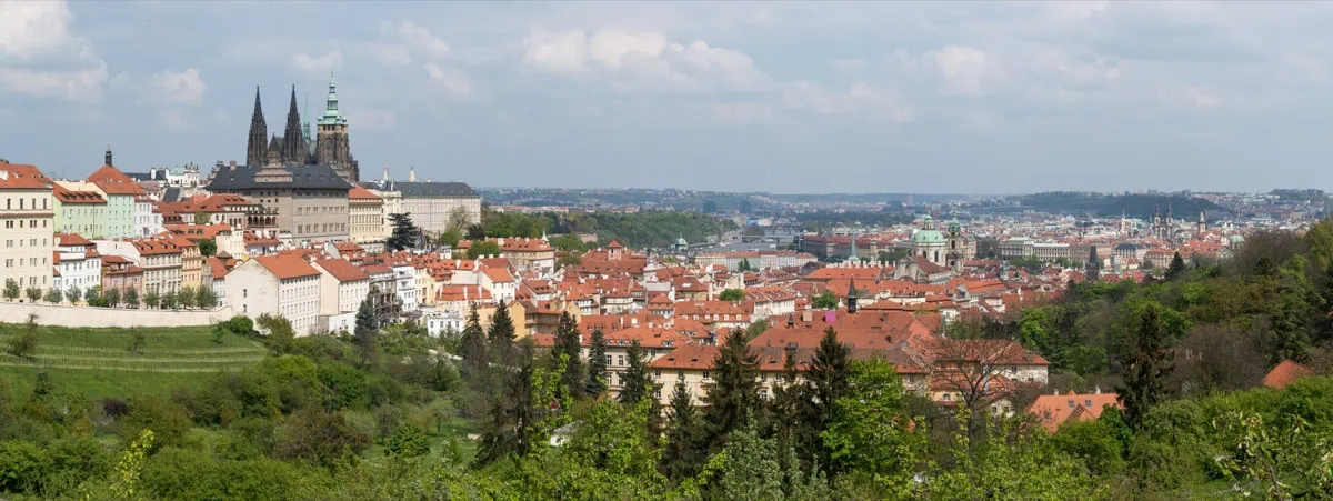 Panoramic view from Petřín over Hradčany and Prague Old Town