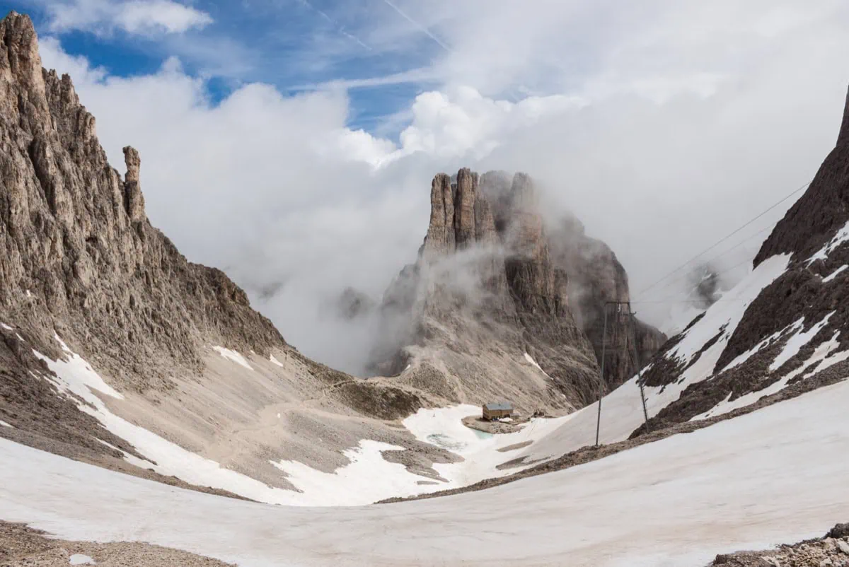 Gartlhutte (Rifugio Re Alberto) s Vajolet Towers
