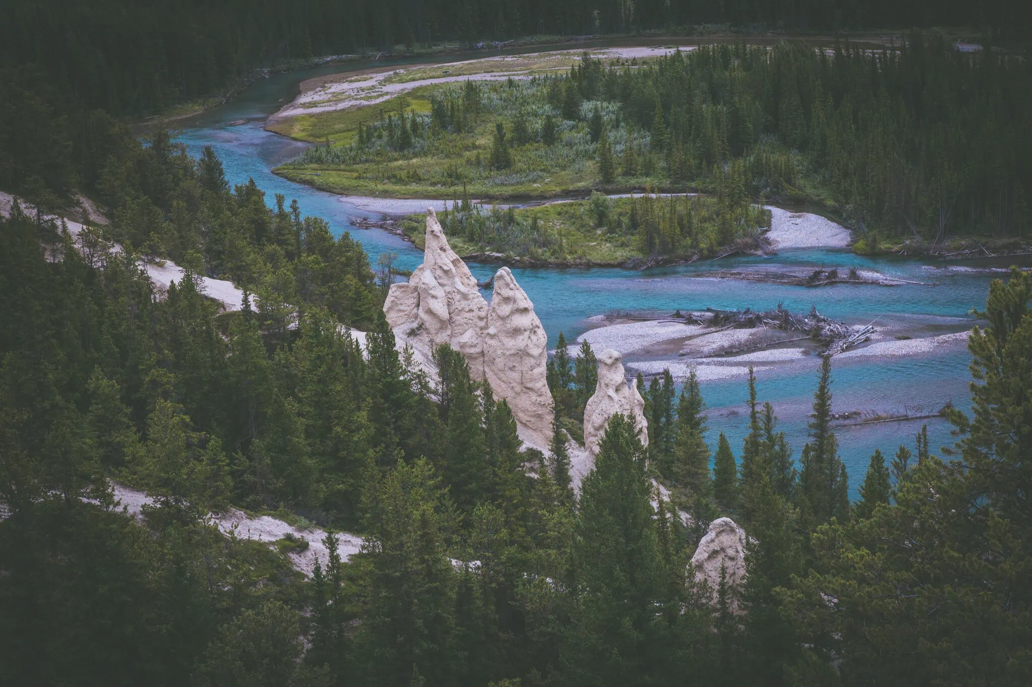 Limestone Hoodoos above the Bow River near Banff