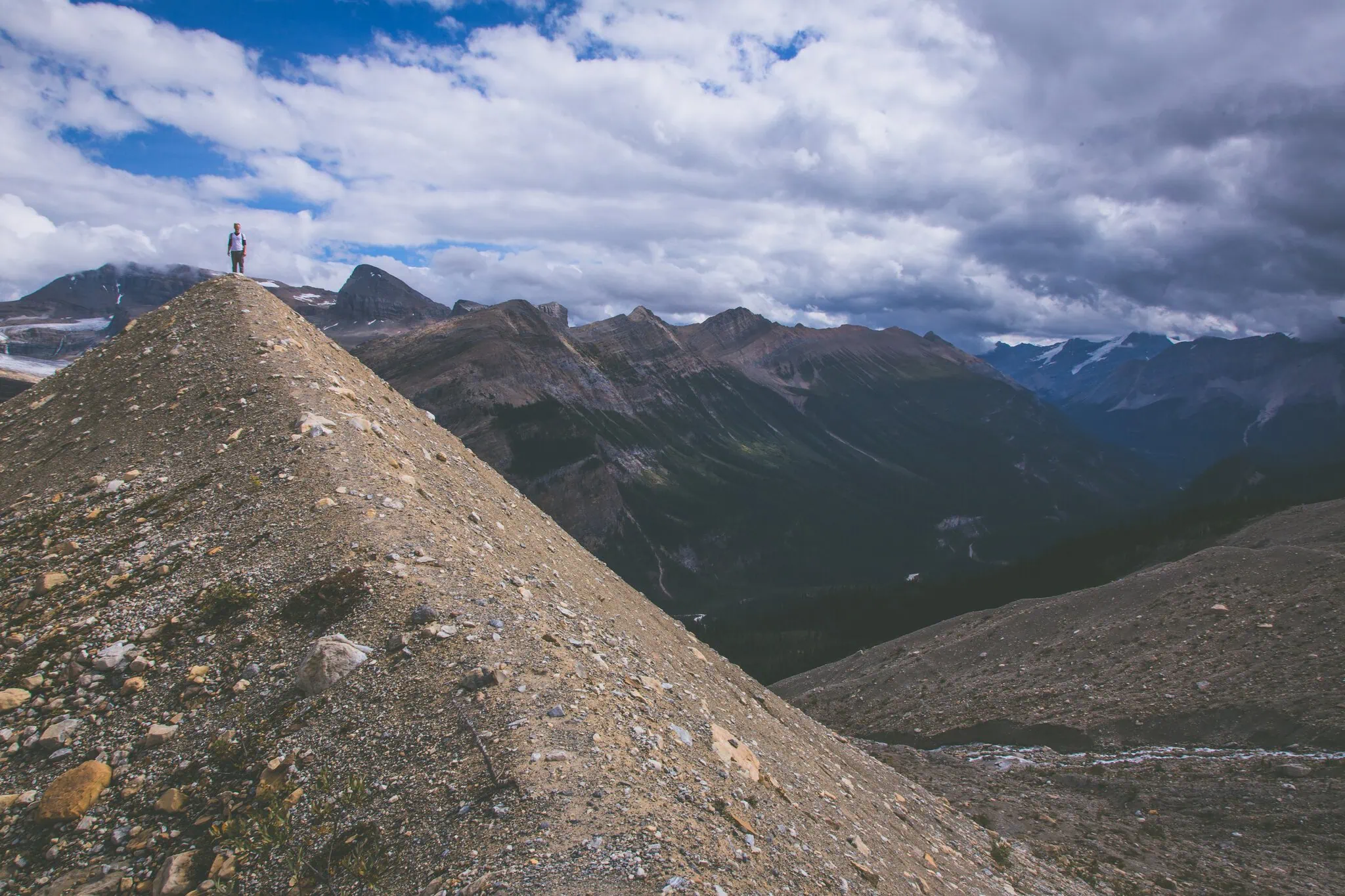 Silhouette on the Wilcox Pass ridge overlooking the valley