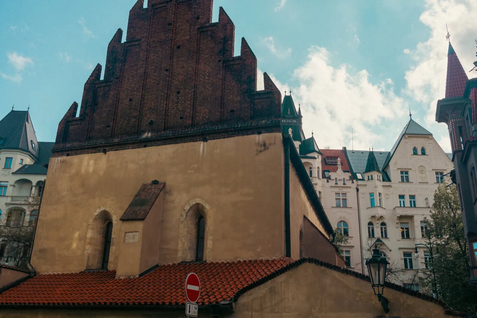 Brick Gothic gable of the Old-New Synagogue in Josefov