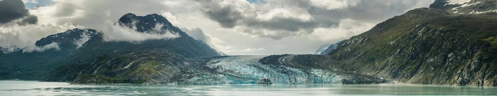 Lamplugh Glacier with intensely blue ice
