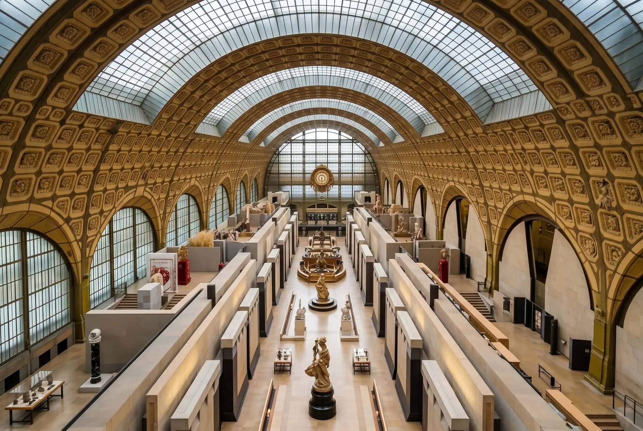 Hlavná hala Musée d'Orsay s veľkými staničnými hodinami