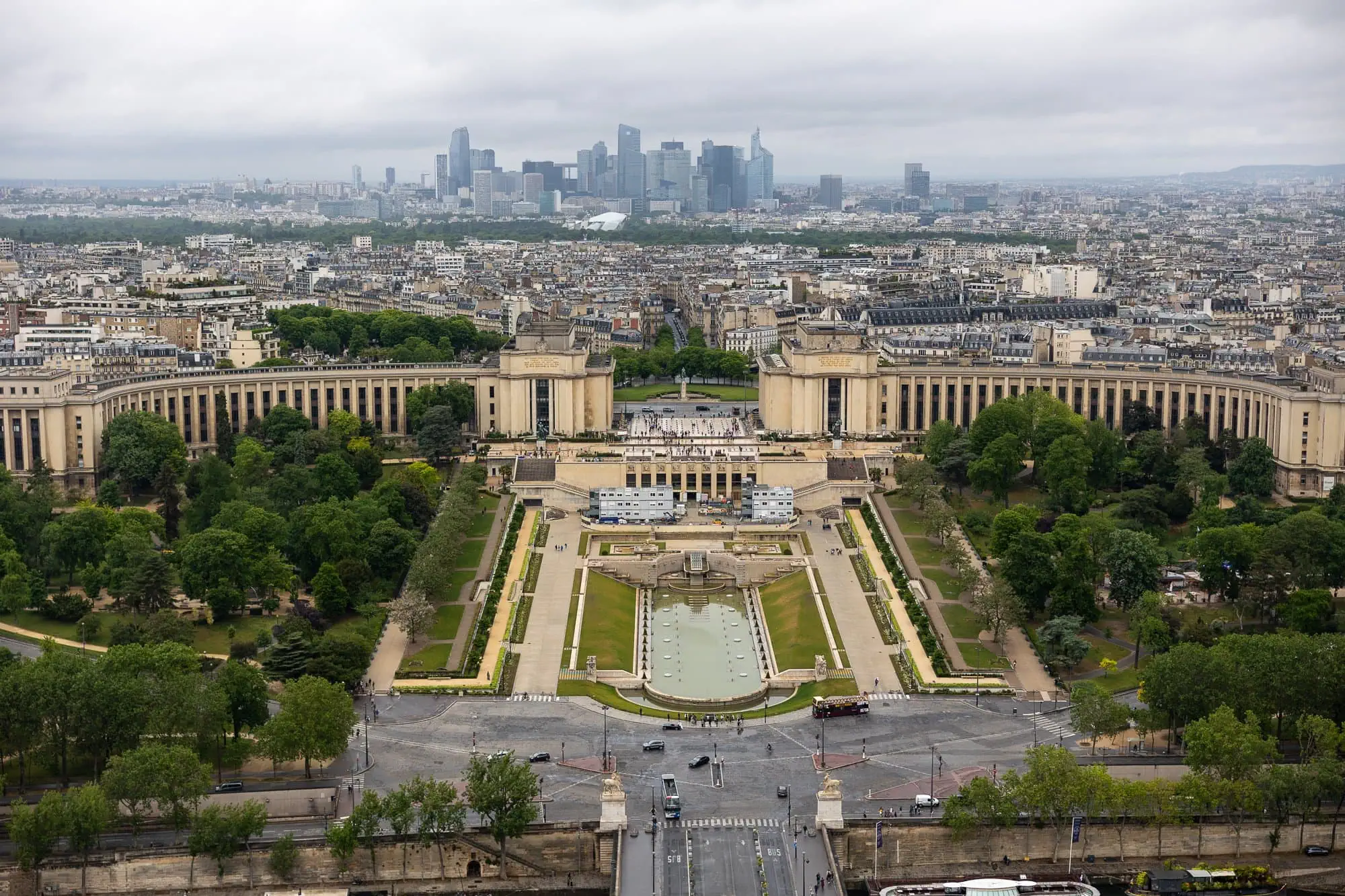 Paris in 3 Days: The Perfect Itinerary (+ 2 and 5-Day Variations) 19 An aerial view of Trocadéro with Paris and La Défense in the background