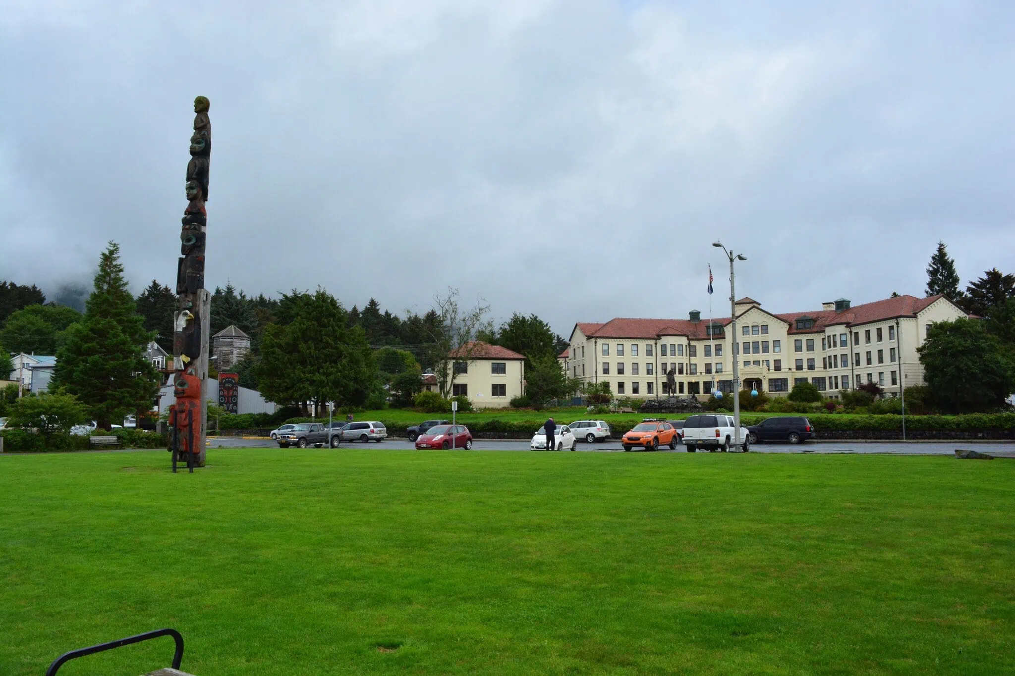 Totem Square in Sitka, a rainforest full of totems