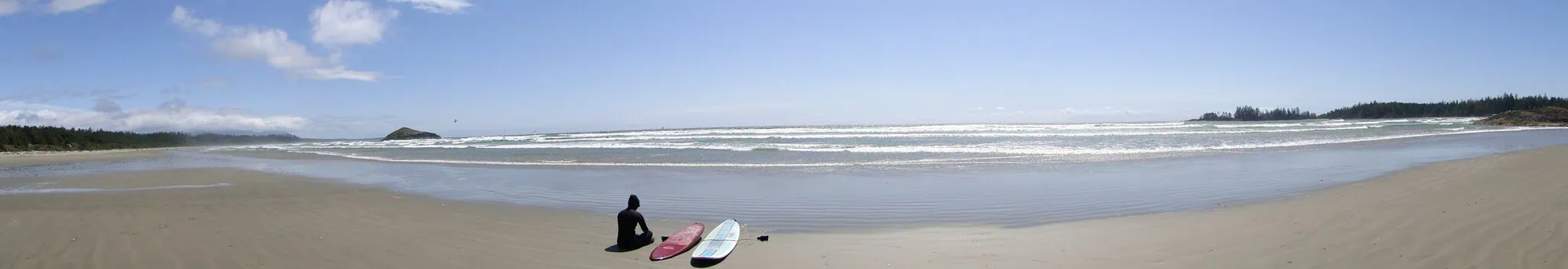 Tofino, Kanada: 12 tipů, co vidět a dělat (surf, storm watching, Pacific Rim) 2 Long Beach v Pacific Rim National Park, panorama