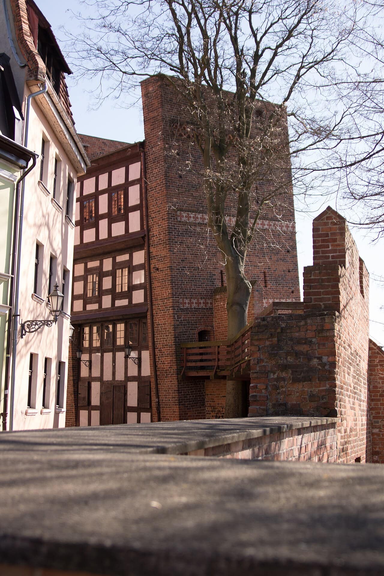 Toruň, Polsko: 12 tipů, co vidět a dělat (UNESCO, perník, Koperník) 8 Toruňská Křivá věž (Krzywa Wieża) opřená do strany u středověkých hradeb