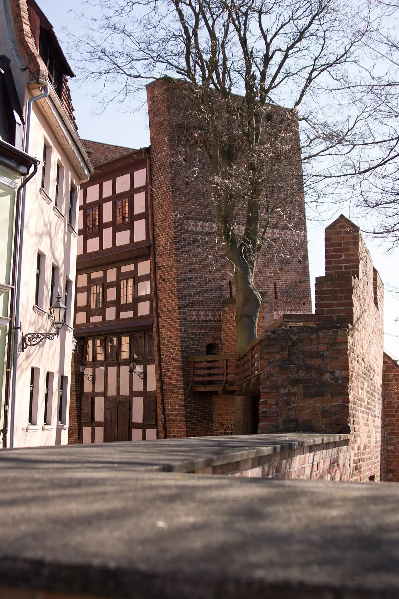 Toruň, Polsko: 12 tipů, co vidět a dělat (UNESCO, perník, Koperník) 8 Toruňská Křivá věž (Krzywa Wieża) opřená do strany u středověkých hradeb