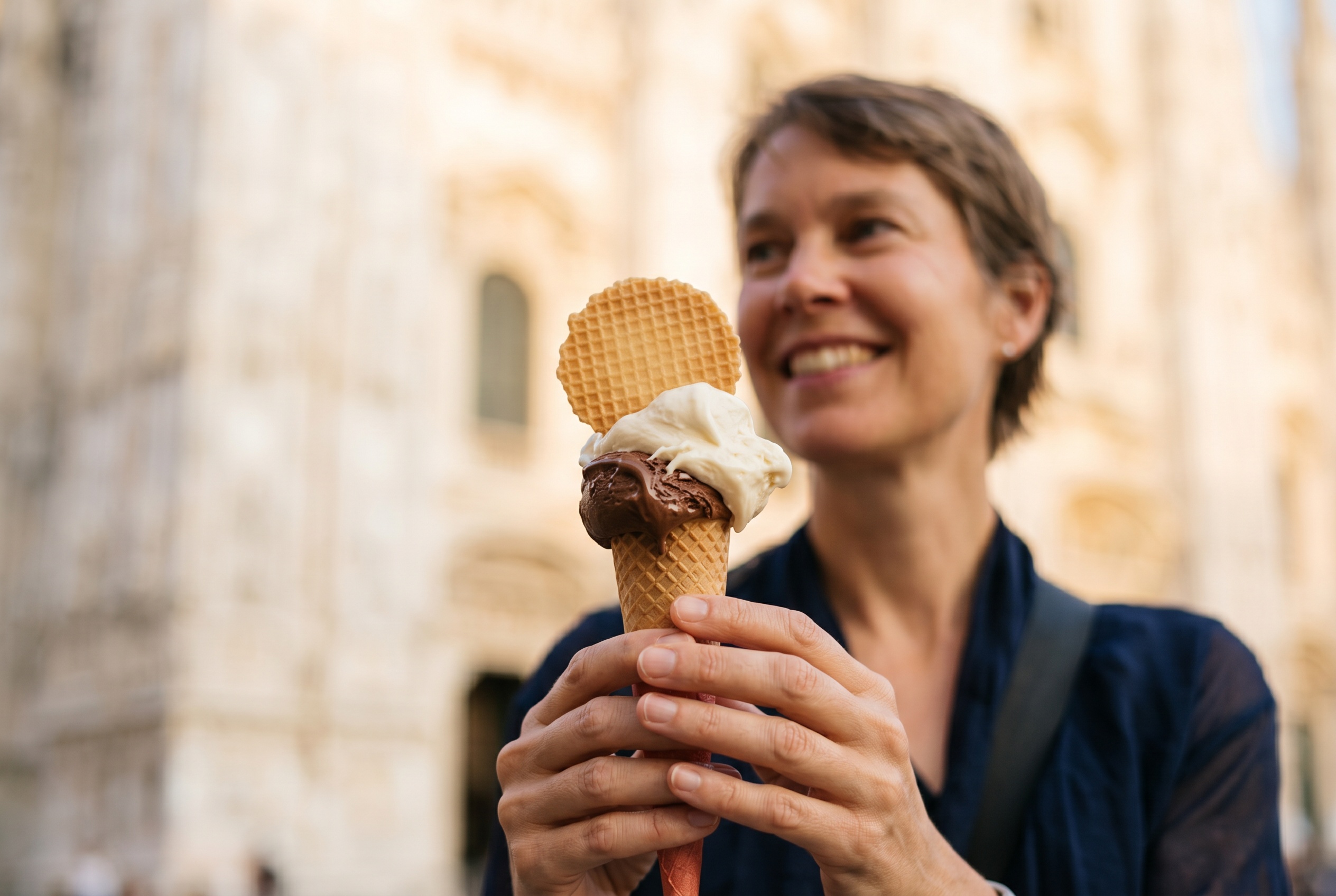 Italské gelato v kornoutu
