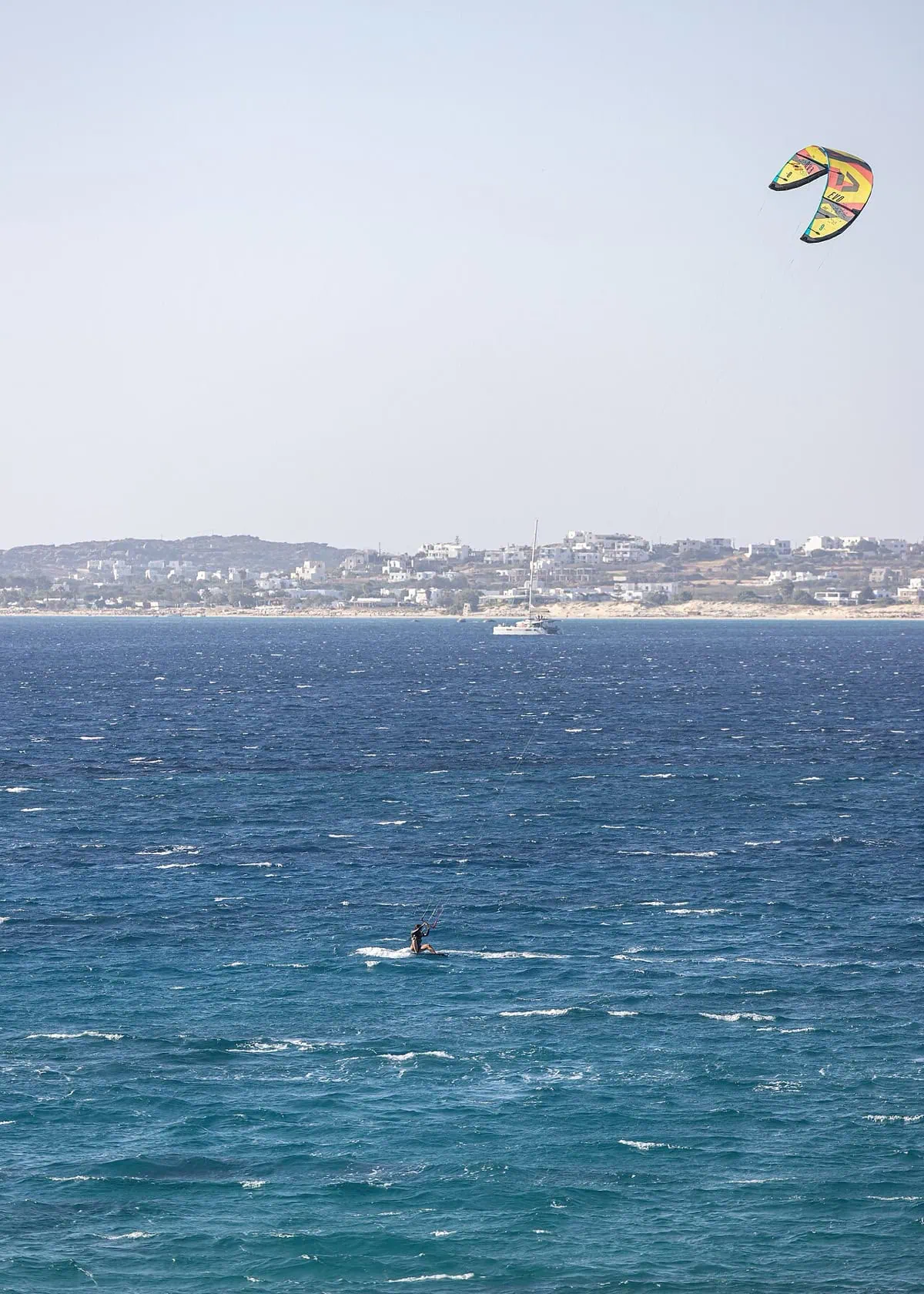 Kitesurfers at Mikri Vigla beach, Naxos