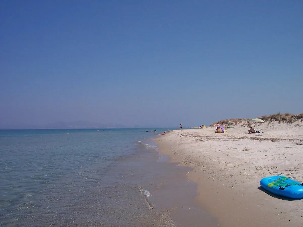 Beach by the salt lake of Alykes in northern Kos
