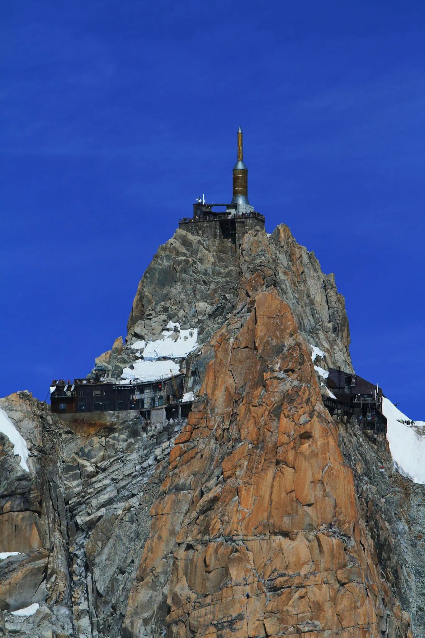 The summit of Aiguille du Midi above Chamonix in the Mont Blanc massif