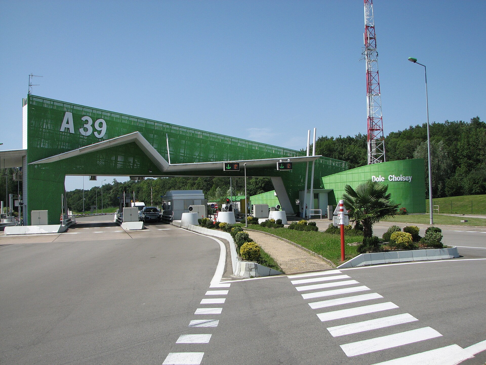 Betalstation (péage) på den franska motorvägen A39
