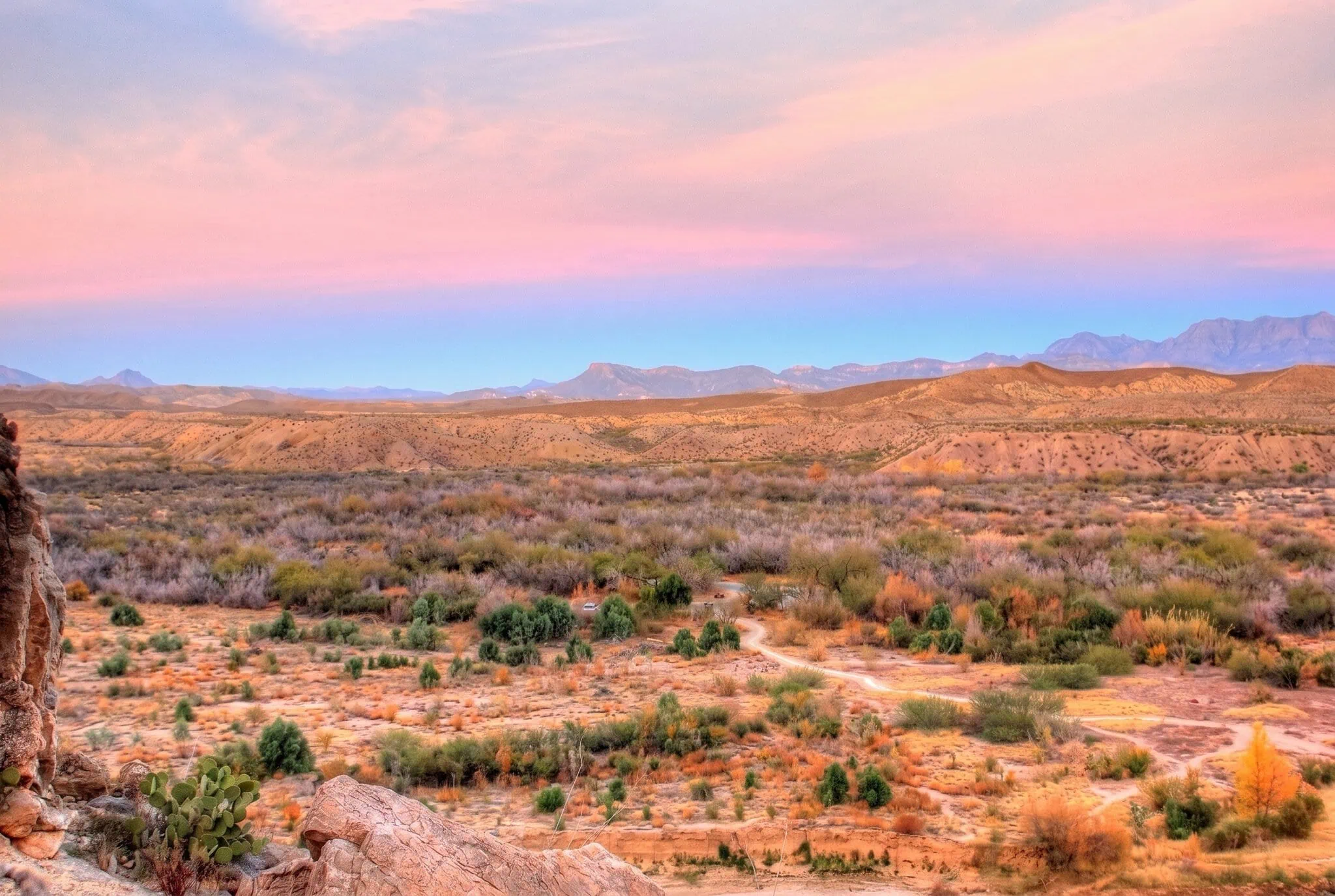 Desierto de Chihuahua en Big Bend National Park al atardecer