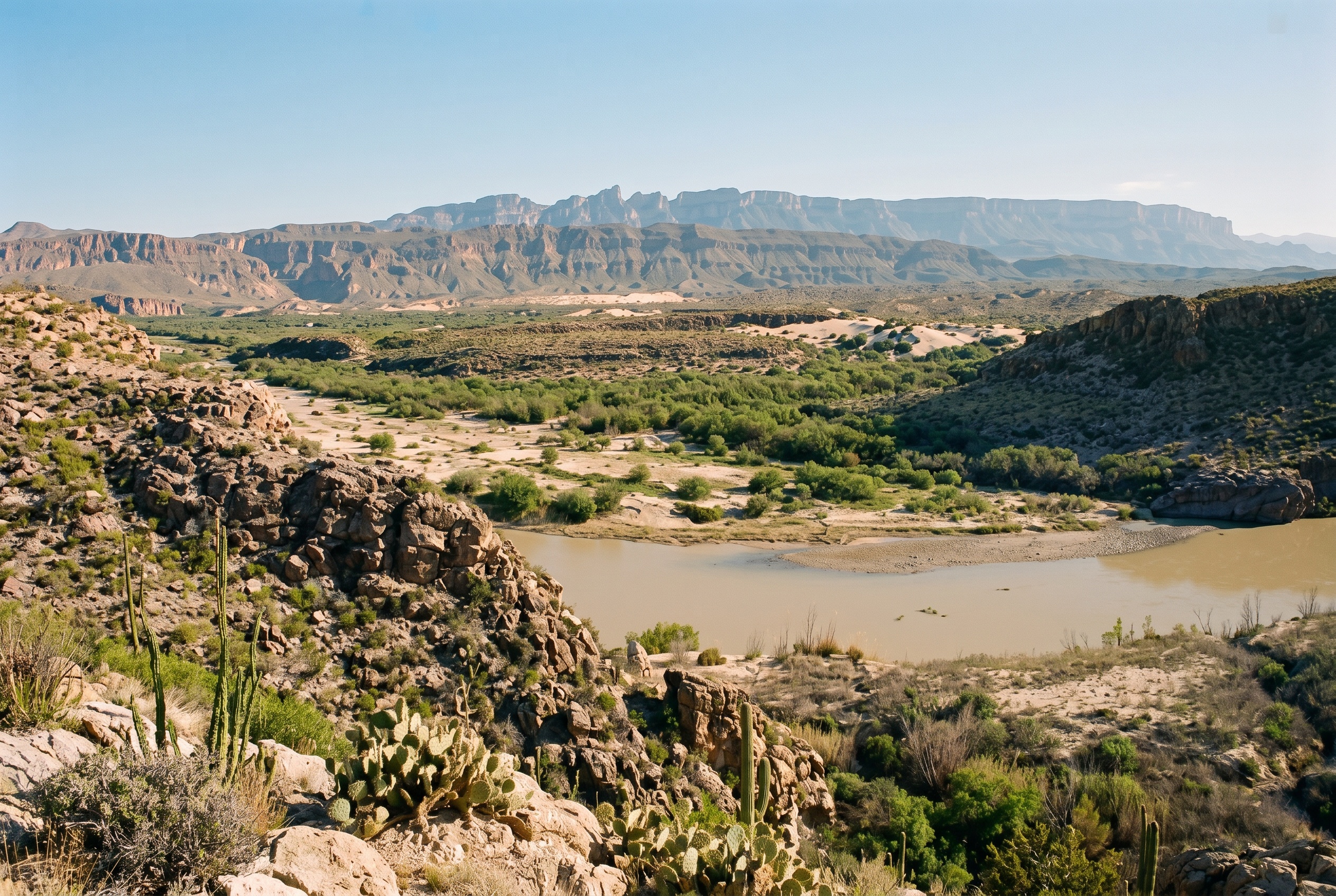 Big Bend National Park, Texas: 15 tipů, co vidět a dělat 15 Rio Grande Village s pohořím Sierra del Carmen