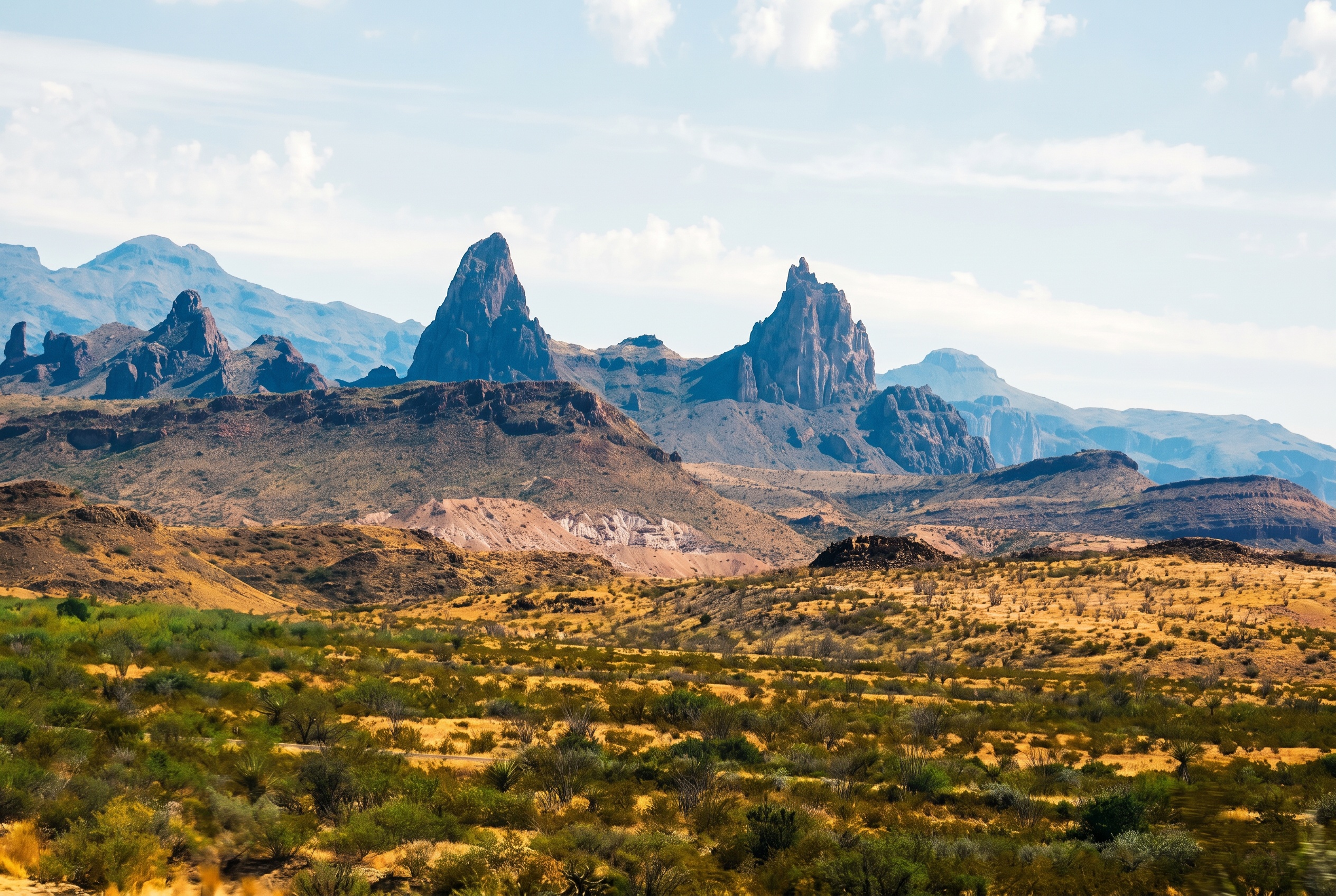 Big Bend National Park, Texas: 15 tipů, co vidět a dělat 8 Skalní věže Mule Ears Peaks na Ross Maxwell Scenic Drive