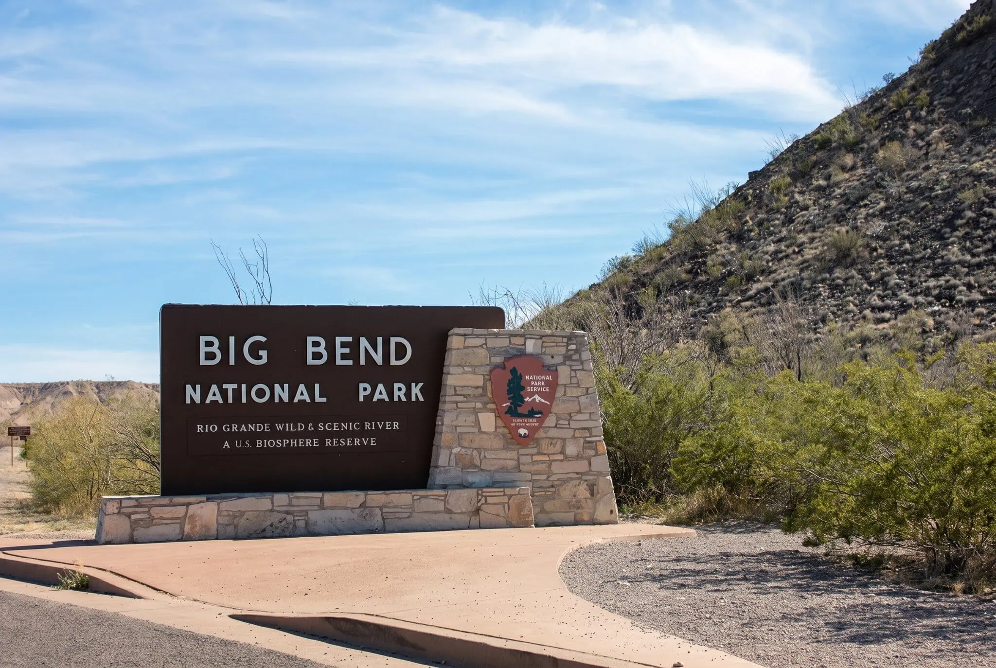 Cartel de entrada al Big Bend National Park