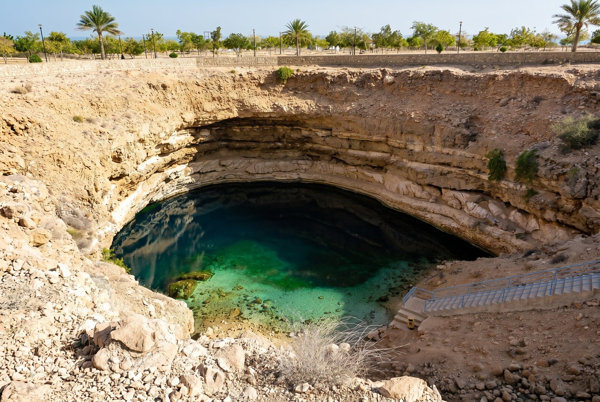 Vacanță în Oman: 21 de locuri de văzut și când să mergi în 2026 17 Bimmah Sinkhole cu apă turcoaz