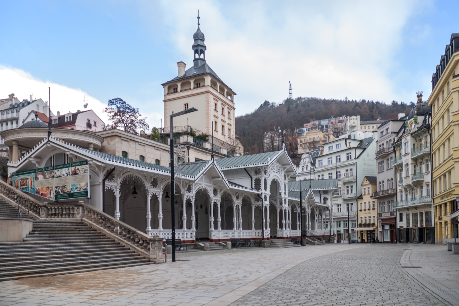 What to See in Karlovy Vary: 9 Tips for Colonnades, Spas & Day Trips 2026 5 The Market Colonnade and Castle Tower in Karlovy Vary