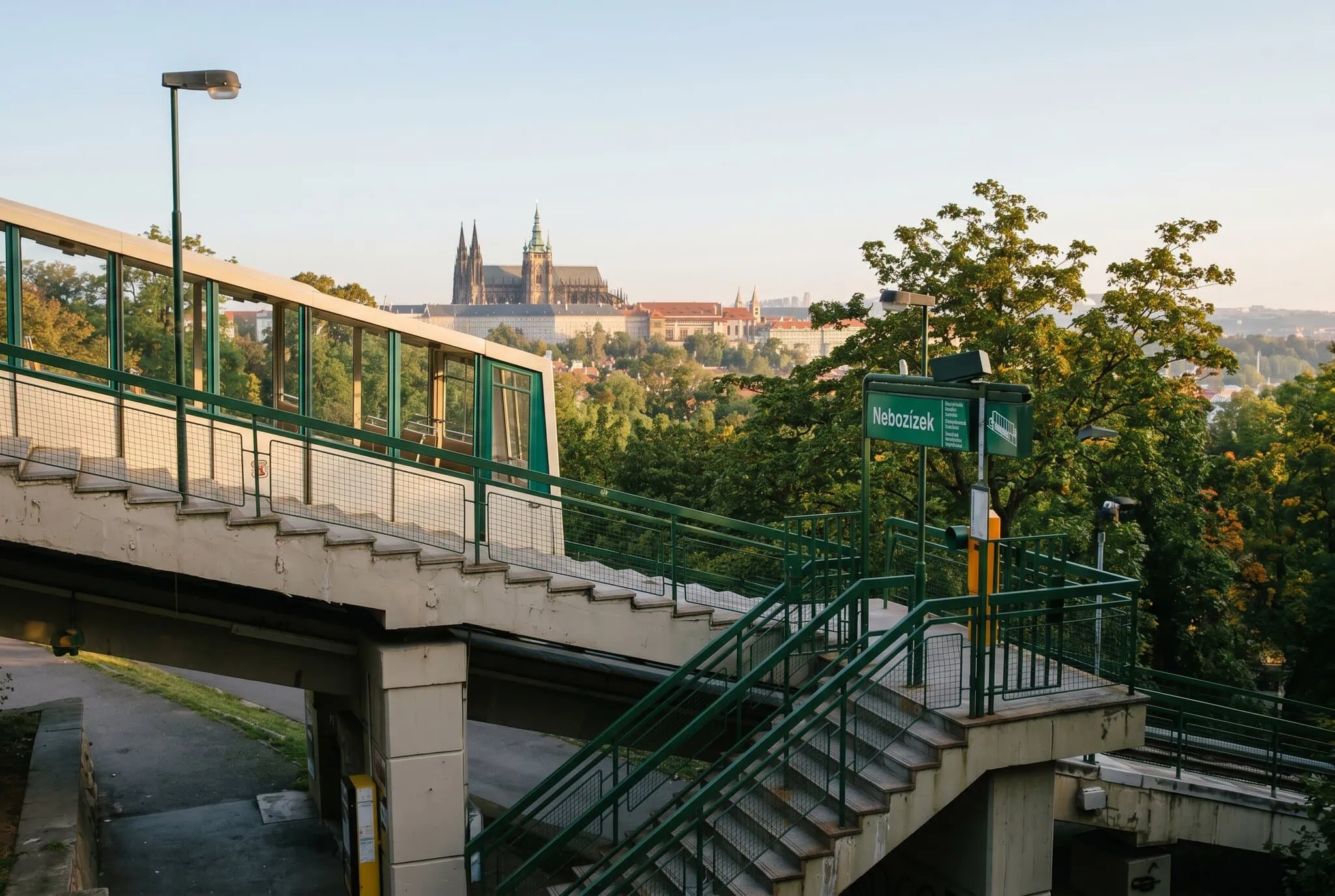 Petřín Prague: Complete Guide (Tower, Mirror Maze, Funicular, Rose Garden) 10 Nebozízek funicular station halfway up Petřín Hill