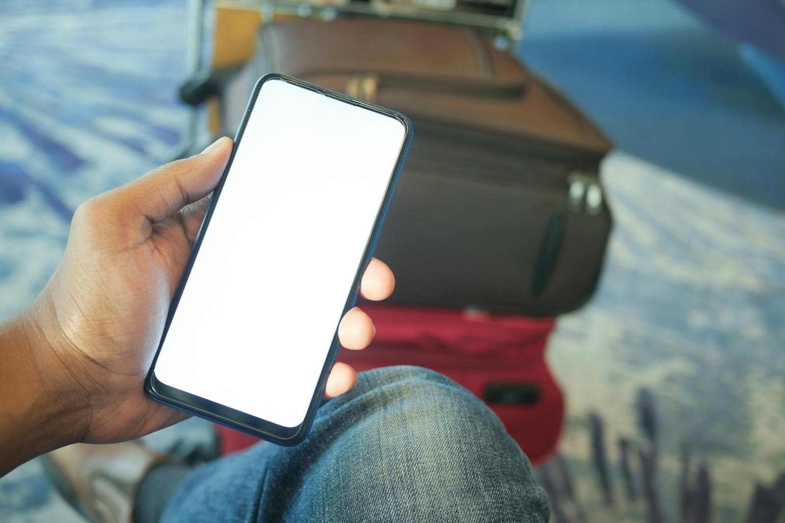 Revolut eSIM recenze: zkušenosti, funkce a výhody digitální SIM karty 3 Telefon a kufr na letišti po příletu do zahraničí