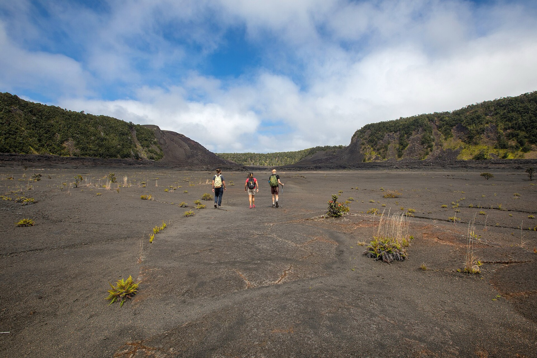Hawai'i Volcanoes National Park: Průvodce 8 Turisté na dně kráteru Kīlauea Iki