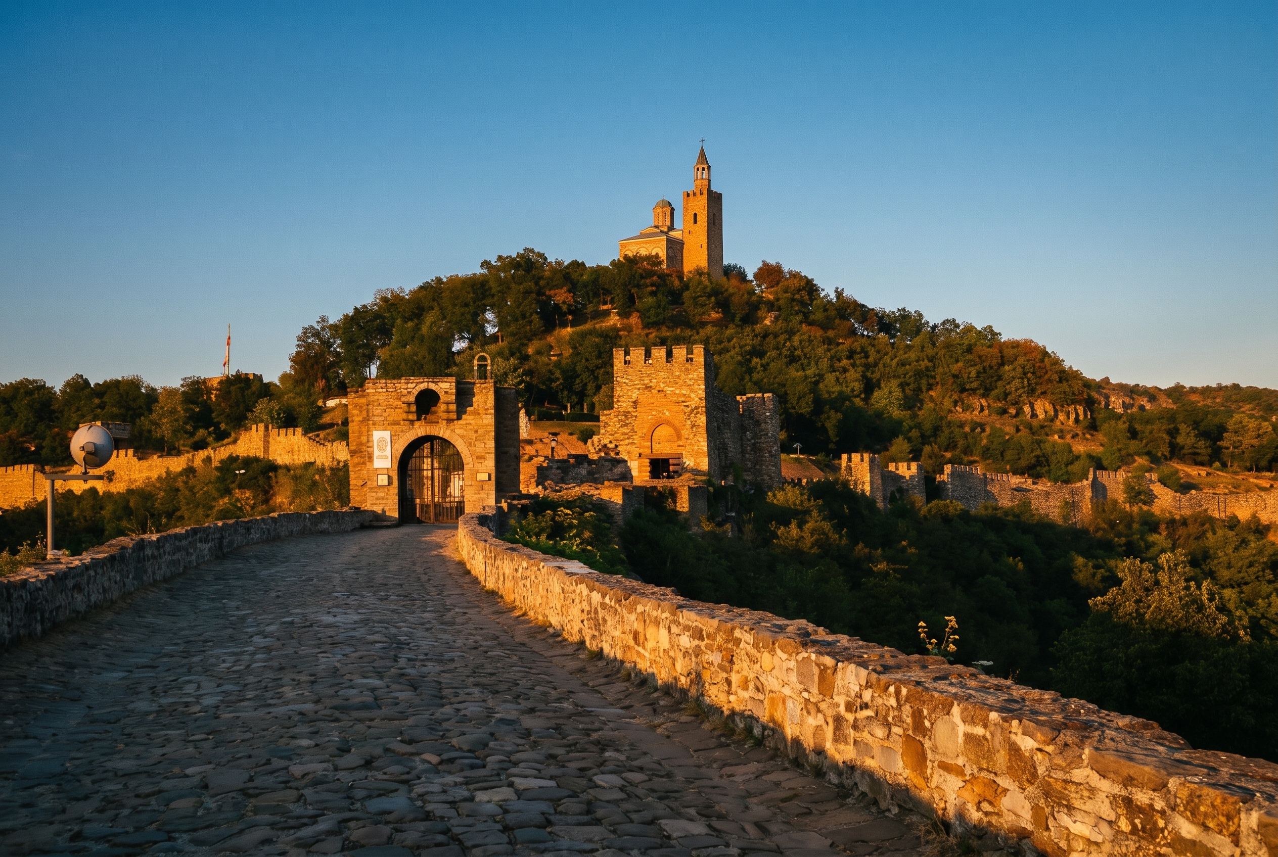 Holiday in Bulgaria 2026: 30 Most Beautiful Places + Practical Tips 27 Tsarevets fortress above Veliko Tarnovo in golden evening light