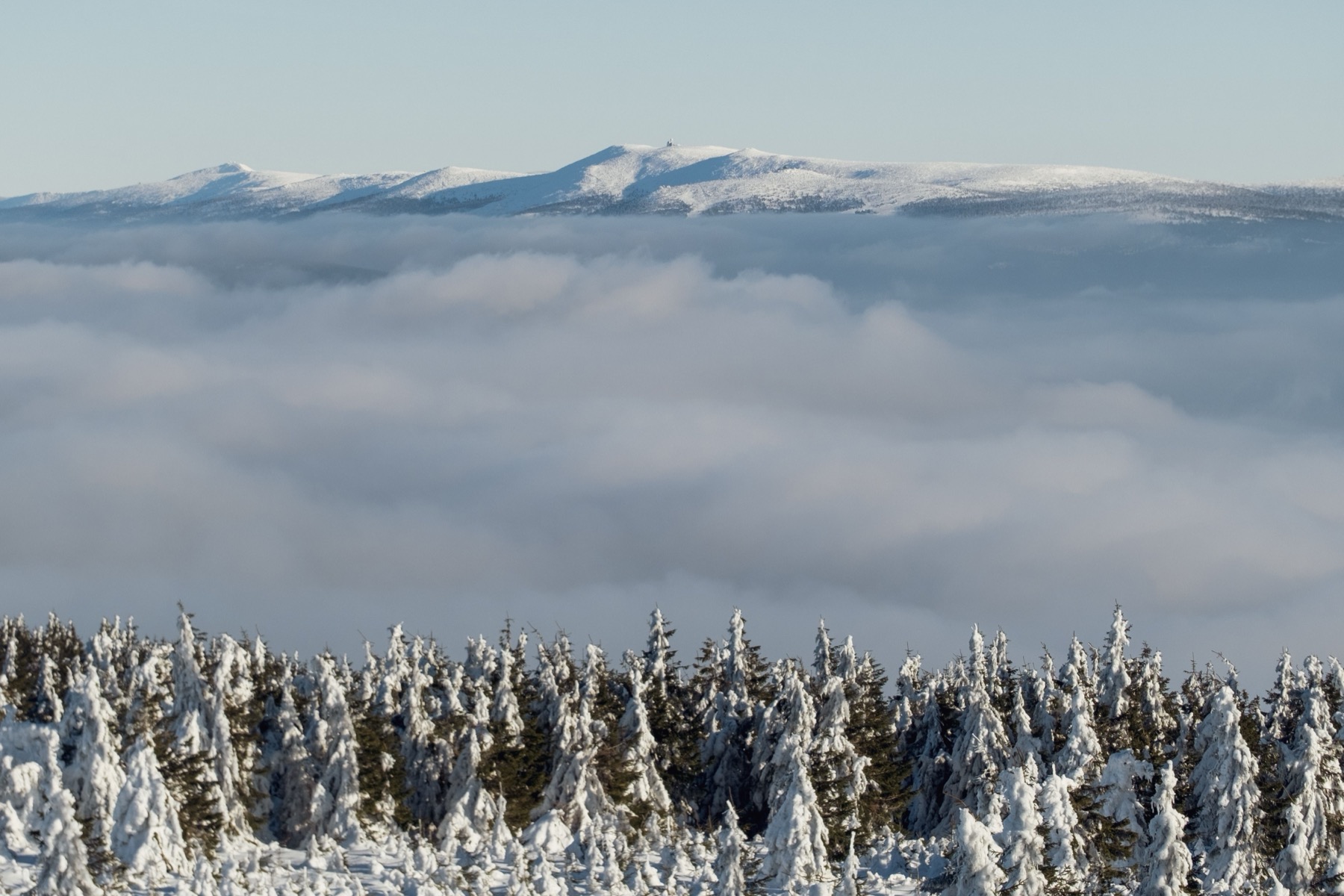 Skifahren in Tschechien 2026: 14 beste Skigebiete und Skipässe 6 Panorama des Riesengebirges mit der Schneekoppe
