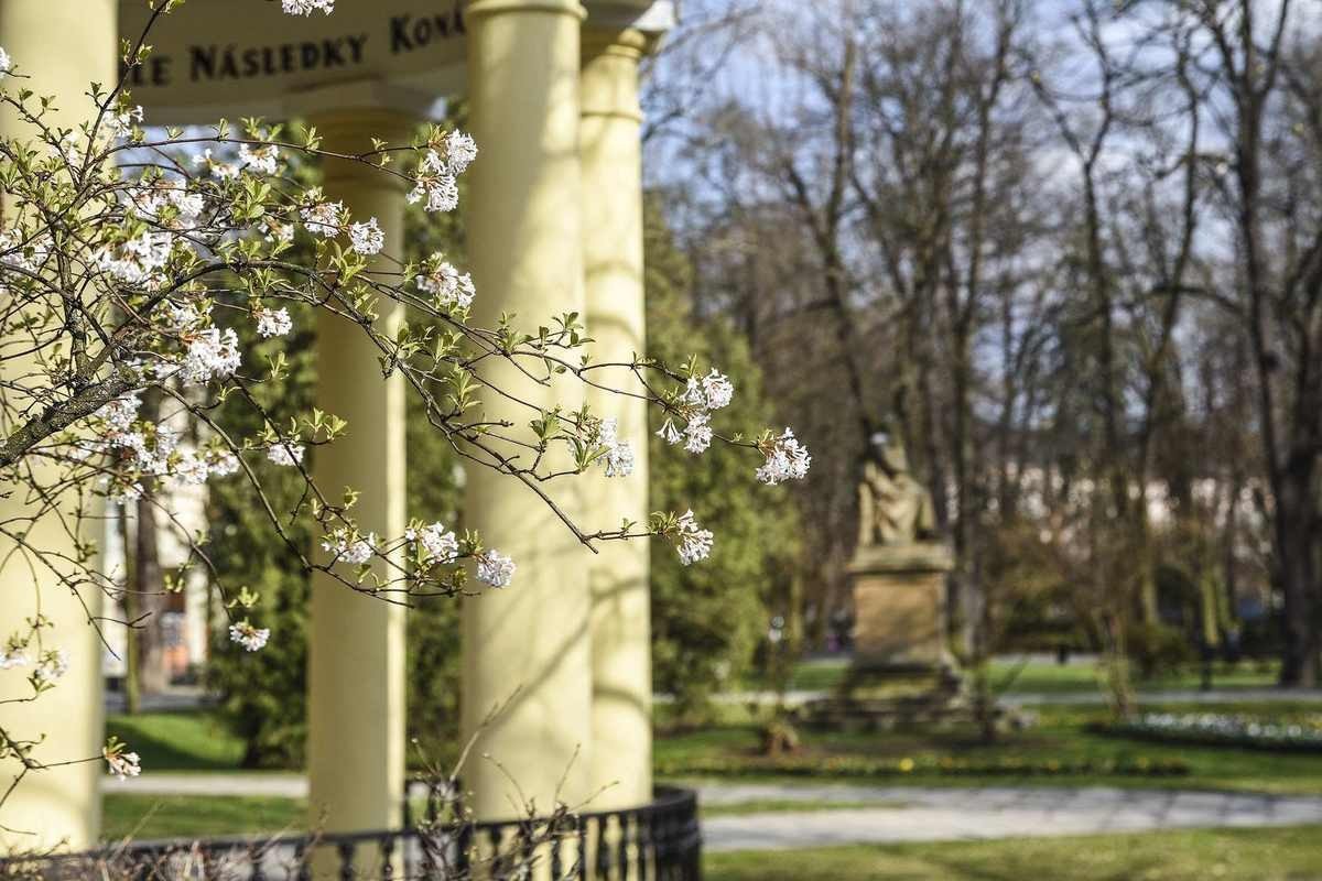 Co vidět v Písku: 39 tipů od rodačky na památky i tajné vyhlídky 19 Palackého sady v Písku na jaře s pomníkem Františka Palackého