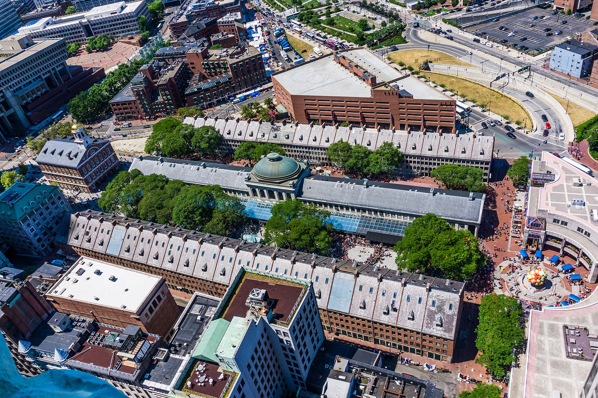 Boston, USA: 22 Things to See and Do + Freedom Trail 7 Quincy Market from a bird's-eye view