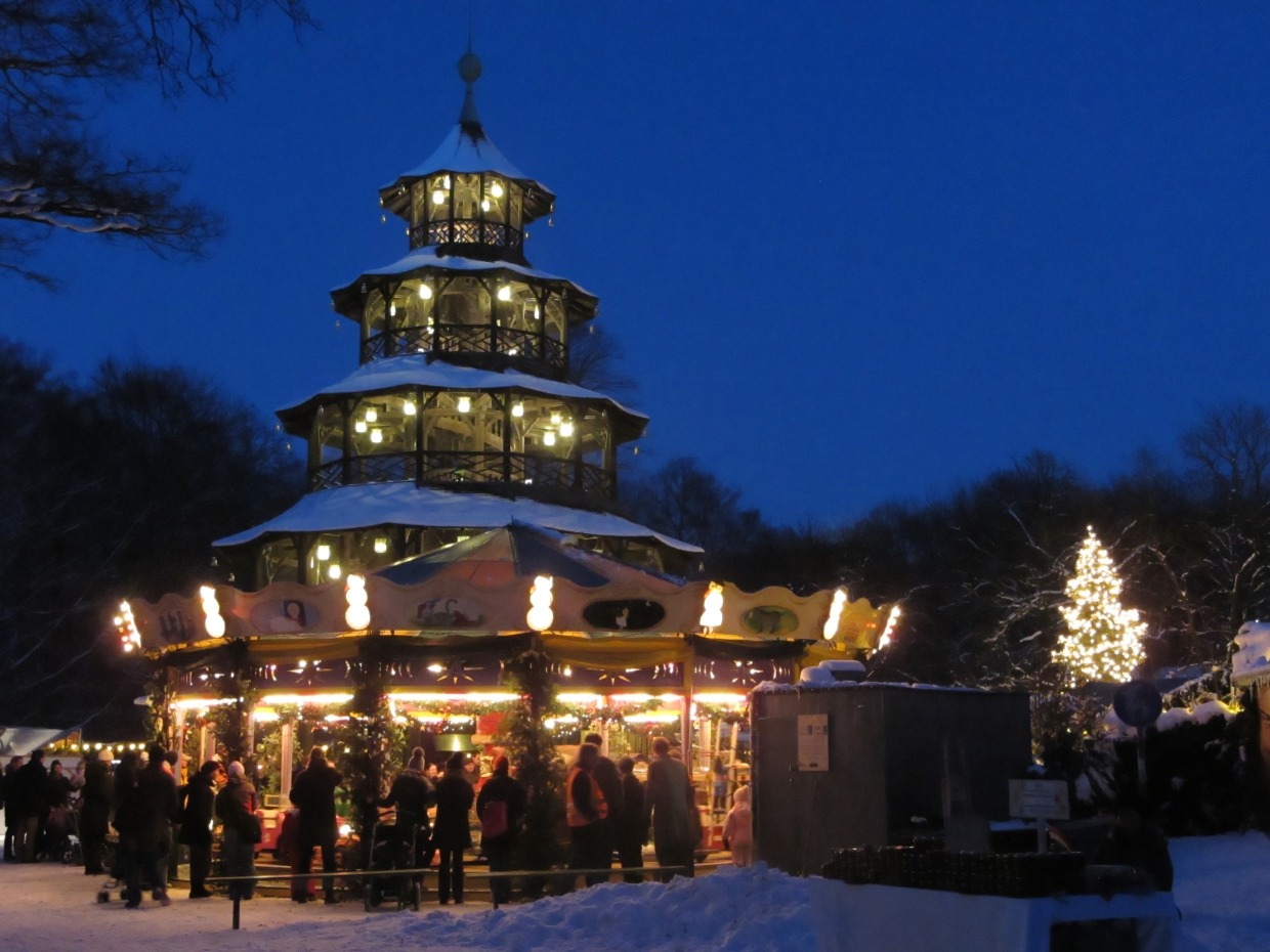 Mercados de Navidad de Múnich 2026: fechas, mercados y P+R 14 Mercado de Navidad en la Torre China en Englischer Garten