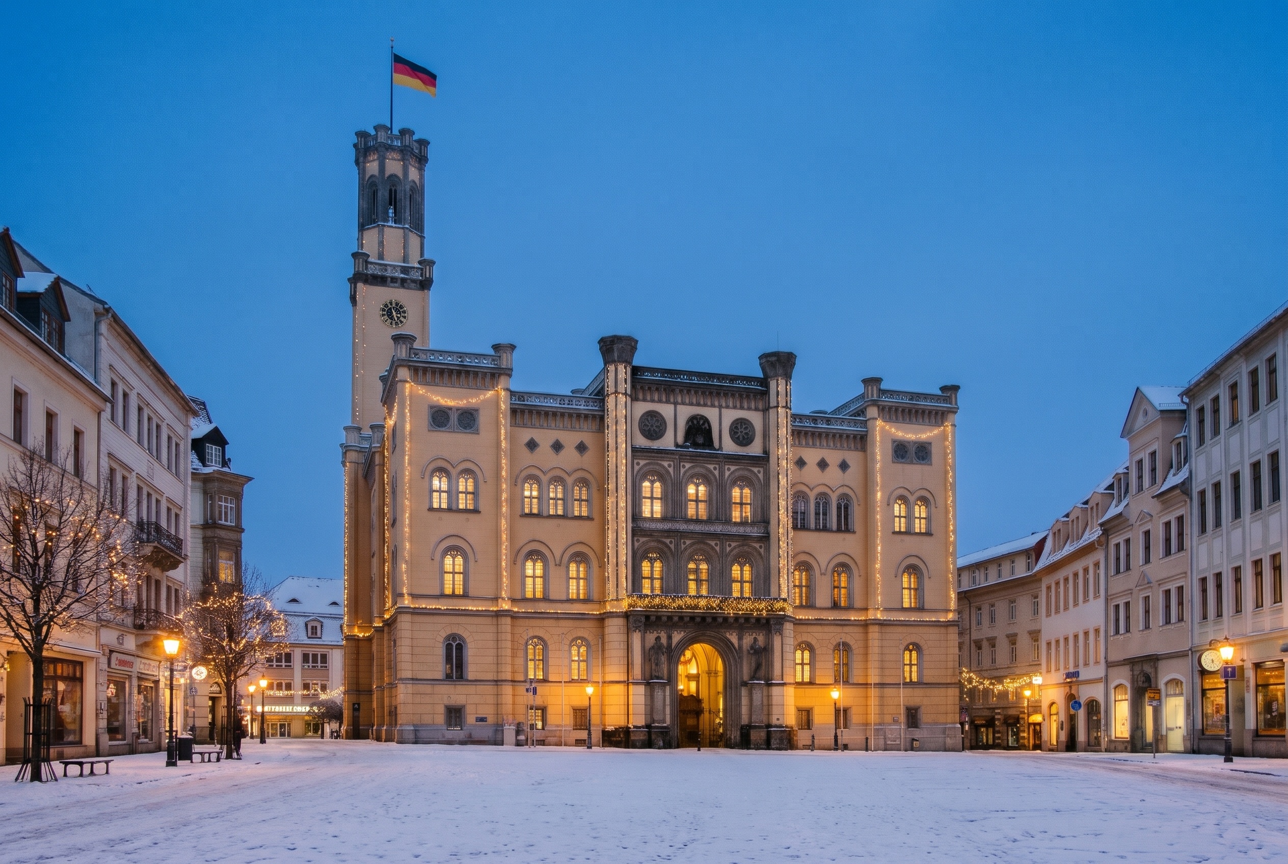 Mercados de Navidad de Zittau 2026: fechas, tren y aparcamiento 4 Ayuntamiento de Zittau desde la plaza Markt